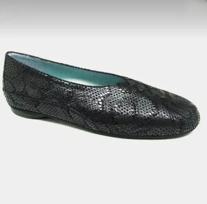 Thierry Rabotin Women's Grace Black Florida Print Leather Flats Size 6